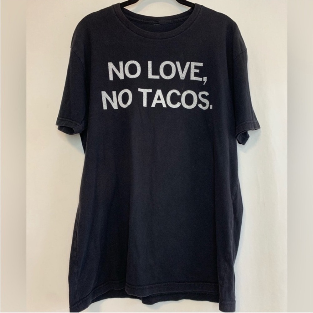 No Love No Tacos Men’s Black Short Sleeve Graphic Print Shirt Size L